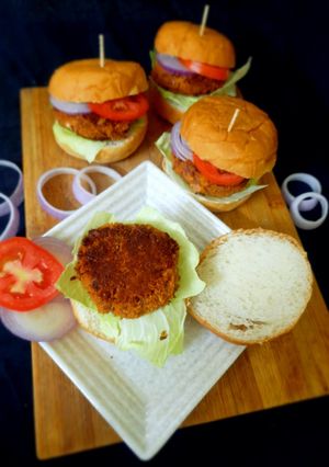 A picture of Rajma patty burger.