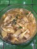Setas con soya y vino blanco