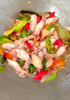Foto resep Sotong asin cabe hijau