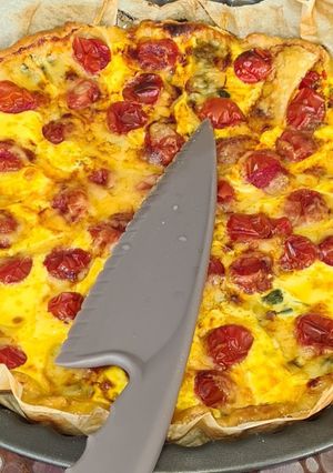 Une photo de Tarte tomate, épinards, comté