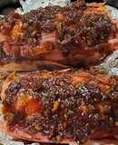 Arrollado de cerdo con salsa de cerveza