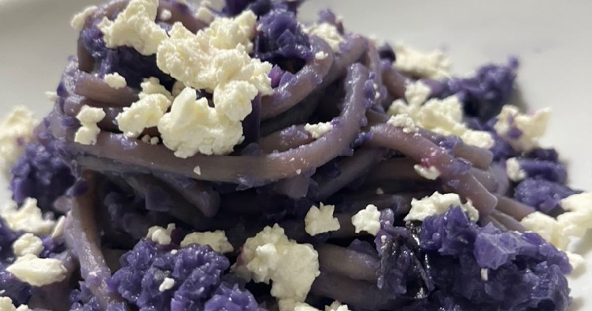 Bigoli With Feta And Red Cabbage Cream Recipe By Salvo Germanà