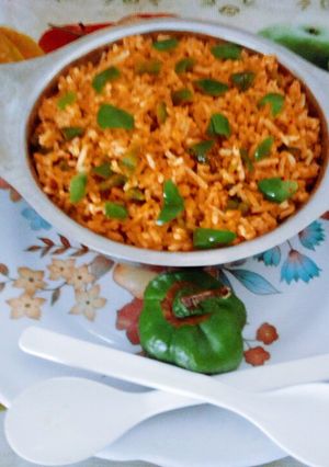 A picture of Yummy tasty capsicum basmati rice.