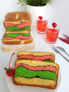 Foto resep Topo Map Love Cake Strawberry Pandan