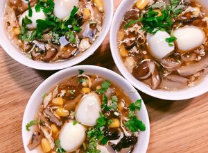 Hình của món Súp Bắp 3 Loại Nấm (Nấm Mỡ, Nấm Hương, Nấm Bào Ngư) - Vegetarian.