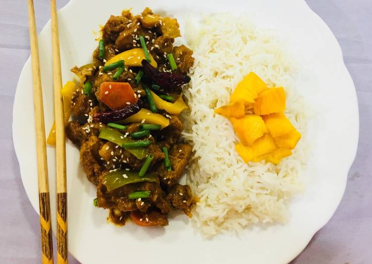 Thai sticky mango chicken