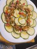 Carpaccio de calabacín con vinagreta de mostaza