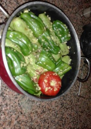 A picture of Stuffed Zucchini and Peppers.