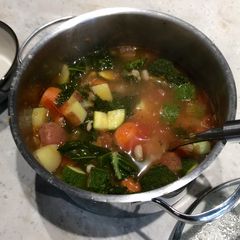 A picture of Herbed Tomato Vegetable Soup.