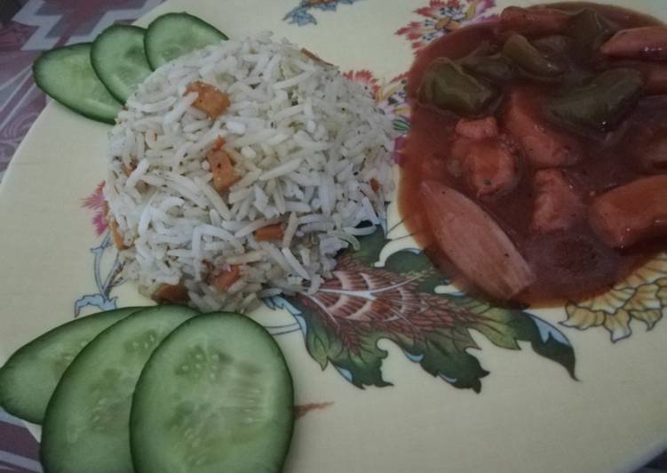 Simple Way to Make Homemade Chicken Manchurian with egg fried rice