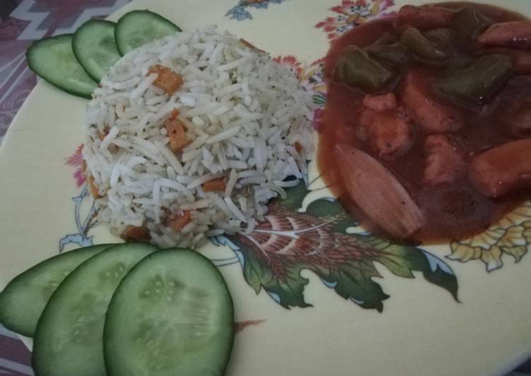 Recipe of Favorite Chicken Manchurian with egg fried rice