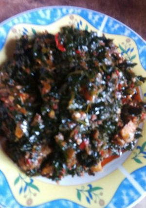 A picture of Efo riro(vegetable soup).
