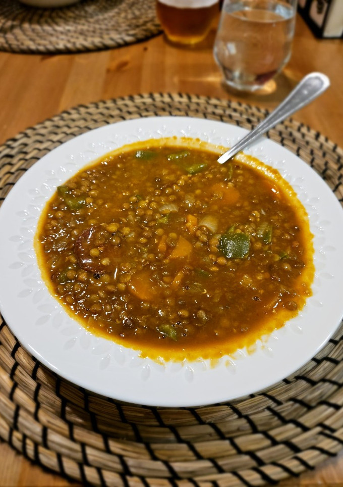 Una foto de Lentejas con chorizo olla express