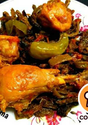 A picture of Chicken karela (bitter gourd with chicken).