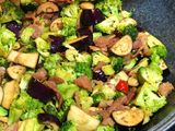 Sautéed Broccoli, Eggplant and Bacon