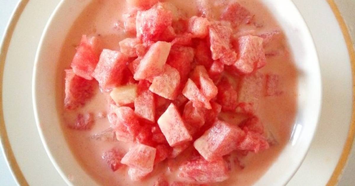 Water melon milk salad Recipe by Mrym Kinsr Cookpad