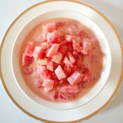 A picture of Water melon milk salad.
