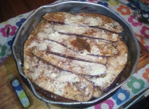 Una foto de Zanahorias salteadas con berenjenas al graten en salsa de tomate