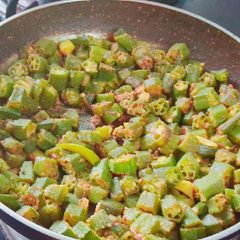 A picture of Basen bhindi fry.