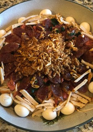 A picture of Savory Sticky Rice Made in a Rice Cooker.