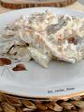 Setas ostra con jamón y salsa de queso azul