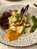 Merluzzo in padella radicchio e agrumi