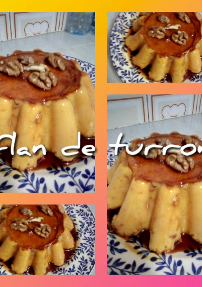 Una foto de Flan de turrón