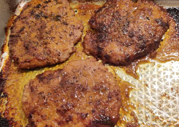 Recipe of Ultimate Honey mustard and garlic cubed pork chops