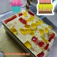 A picture of Creamy Custard with Jelly.
