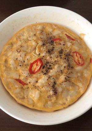 Hình của món Mắm cá thu chưng thịt trứng.