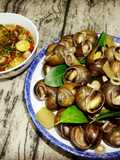 Steamed Snails with Lemongrass and Lime Leaves - Ginger Fish Sauce Dip