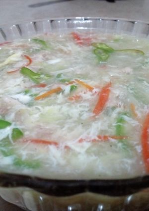 A picture of Chicken and vegetable soup.