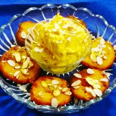 A picture of Kesariya Instant Suji Malpua and Raj Ratan Shrikhand.