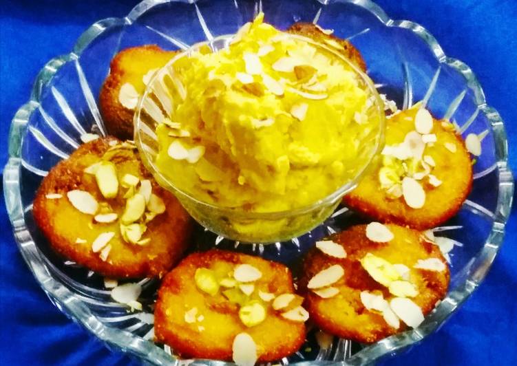 Recipe of Speedy Kesariya Instant Suji Malpua and Raj Ratan Shrikhand