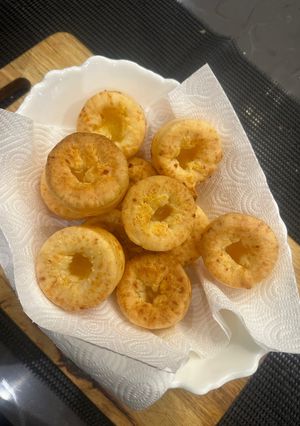 A picture of Gluten Free (NEVER Made before) Pão de Queijo - Brazilian Cheese Bread "Poppers" - SO delicous.