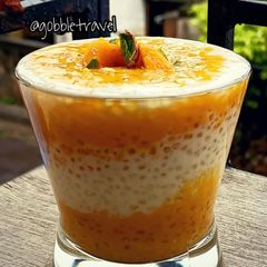 A picture of Tapioca Pearls Pudding with Mango.