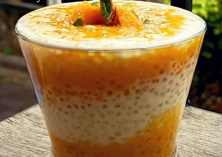 Recipe of Super Quick Homemade Tapioca Pearls Pudding with Mango