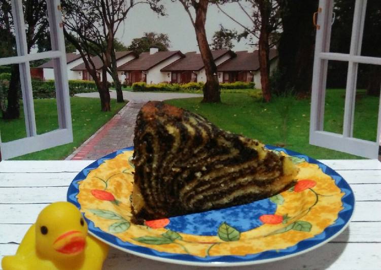 Cara mudah mengolah Zebra Cake Putih Telur, Enak