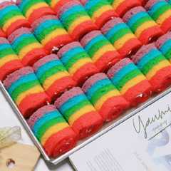 A picture of Rainbow Cake mini Roll.