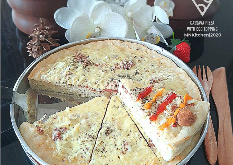 Langkah Mudah untuk Menyiapkan Cassava pizza with egg topping (Pizza Singkong Toping Telur) Anti Gagal