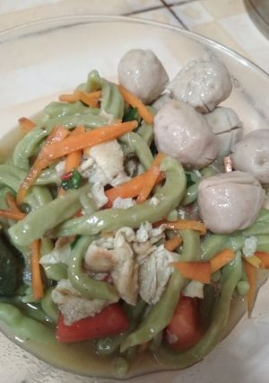 Foto resep Mie Tektek Sehat (mie bayam homemade)