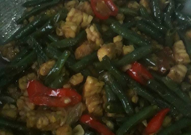 Tumis tempe kacang panjang