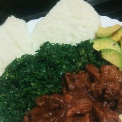 A picture of Wet fry beef with greens.