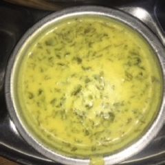 A picture of Methi bhaji kadhi.