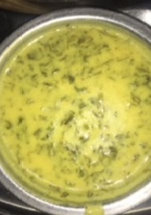 A picture of Methi bhaji kadhi.