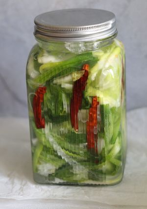 A picture of Fermented spring onions and cabbage Thai style 🥬🌶.