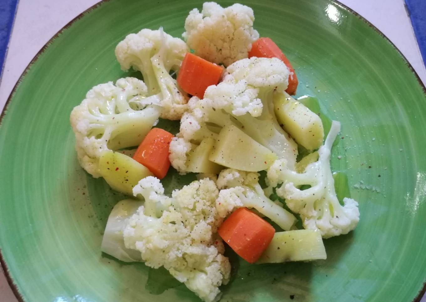 Coliflor al vapor con patata y zanahoria (real food)