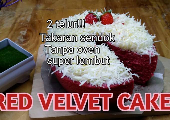 Red velvet cake hanya 2 telur Takaran sendok super lembut&Enak