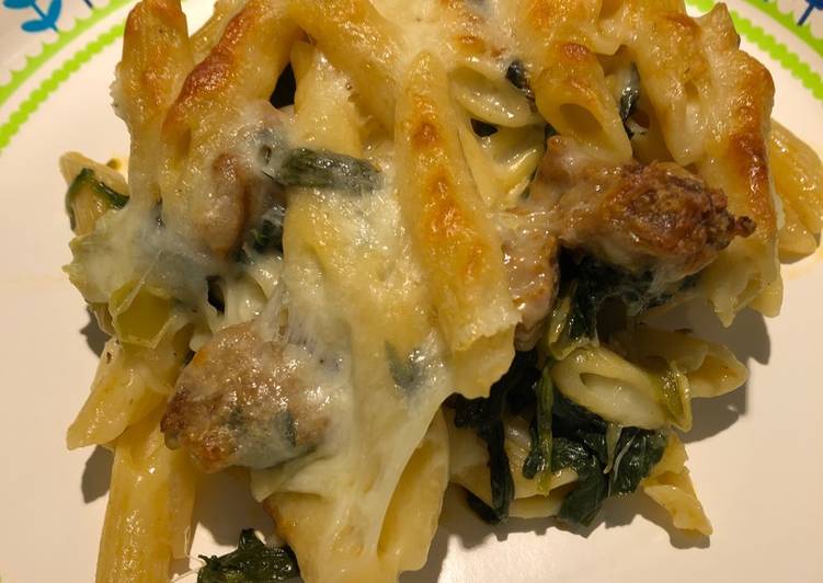 Simple Way to Make Quick Sausage and Spinach Bake