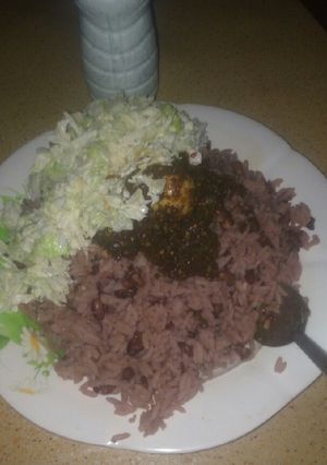 A picture of Rice and beans.